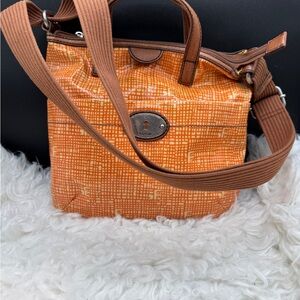 Fossil Orange and Brown Crossbody are handbag with Adjustable Strap
